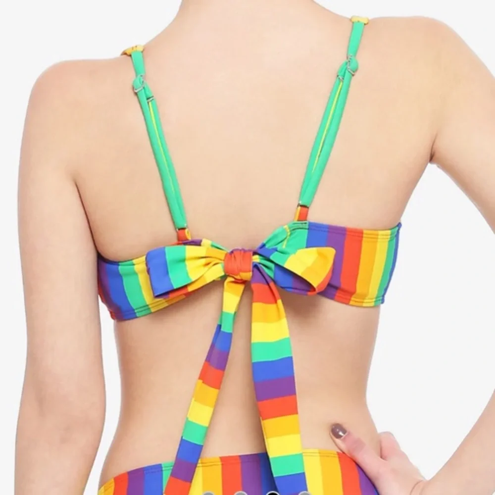 Rainbow Stripe Swim Top Hot Topic‎